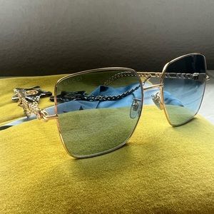Gucci Star Pendant Drops Blue and Gold Sunglasses